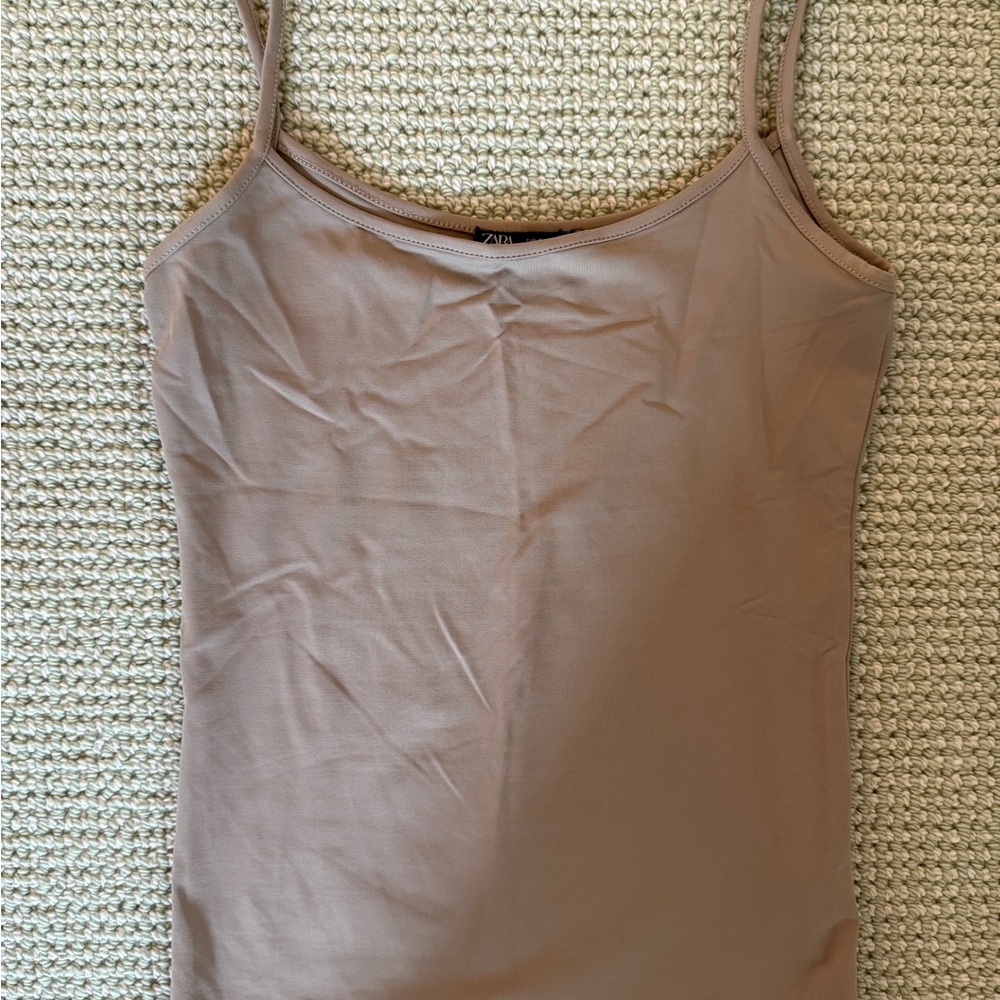 Zara Brown Fitted Camisole Top